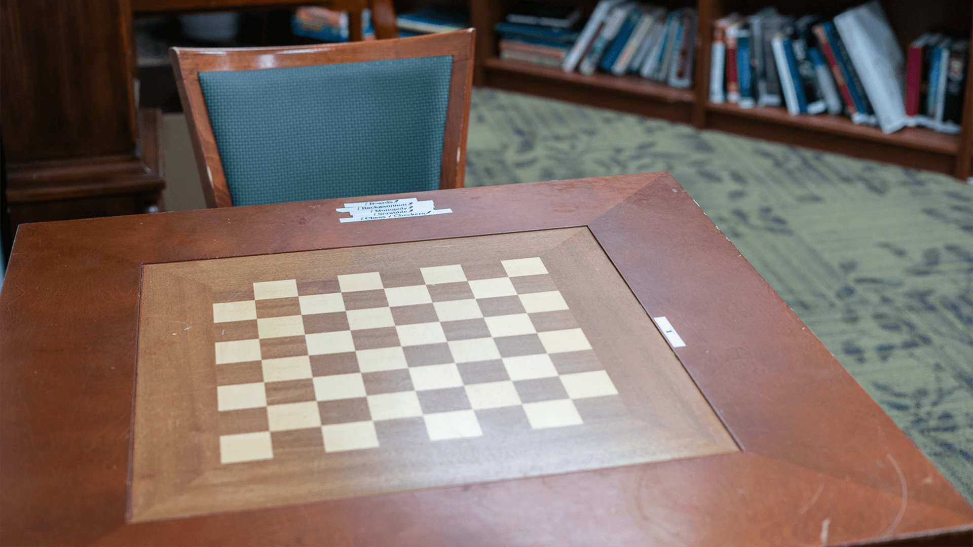 A chess board and a chair