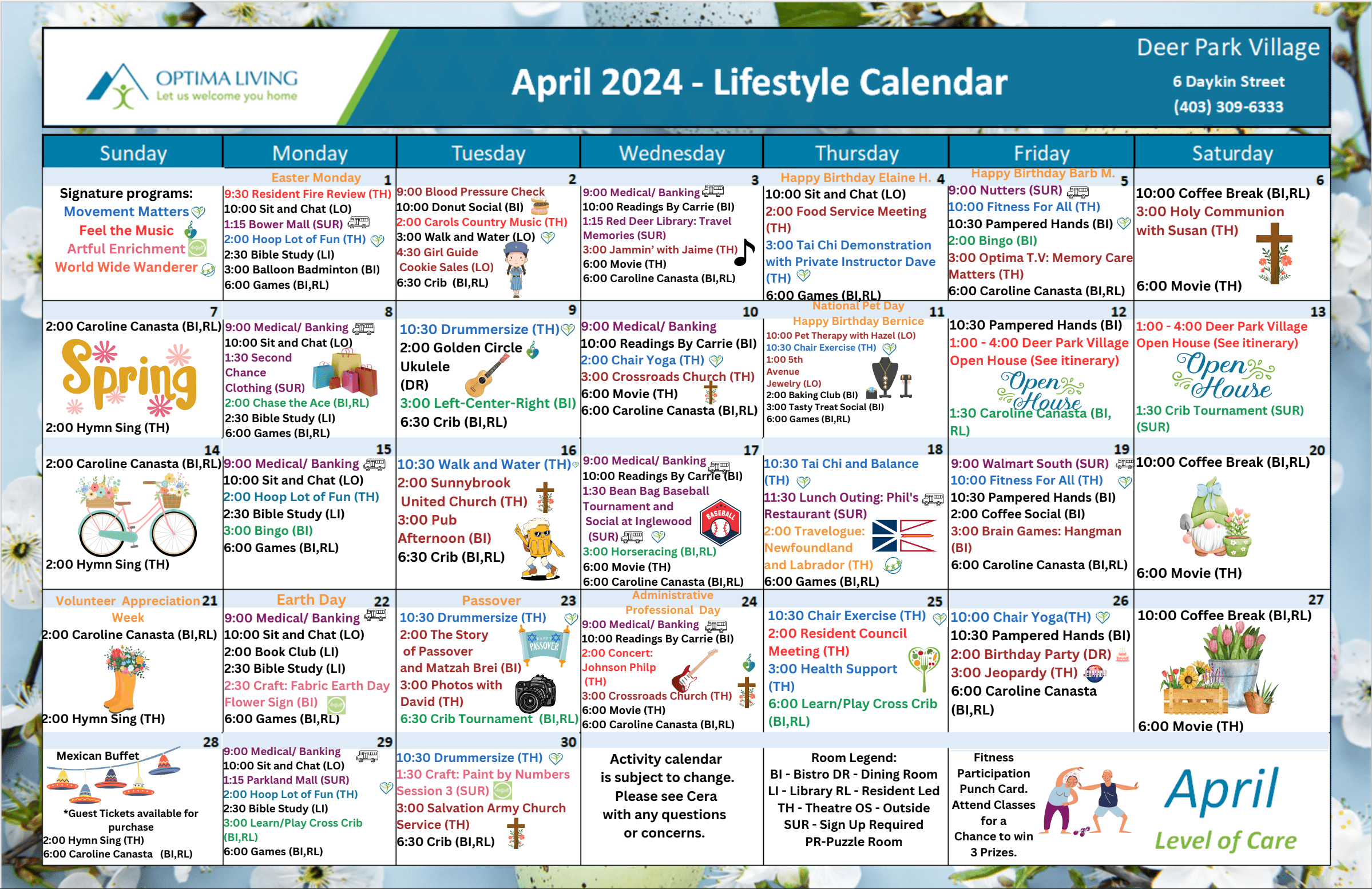 Deer Park Village April 2024 event calendar